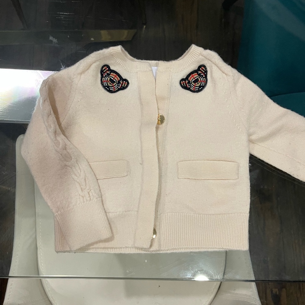 Burberry Cream Cardigan with Gold Accents
